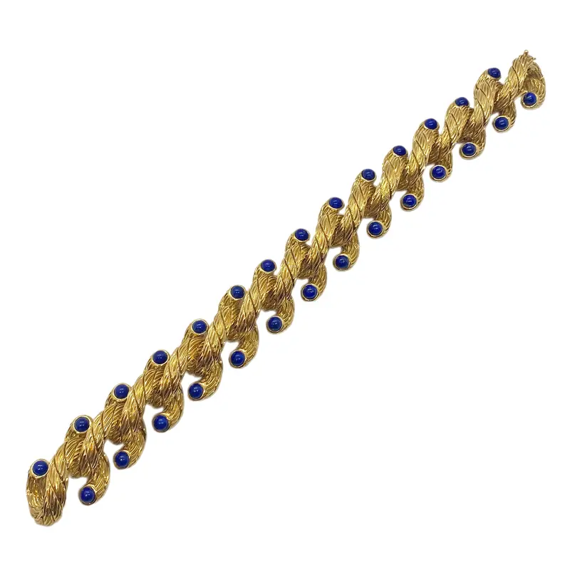 1970S Carlo Weingrill Lapis Lazuli Link Bracelet In 18K Gold 1