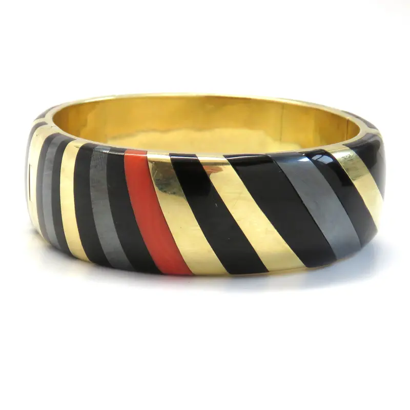1980S Tiffany & Co Angela Cummings Bracelet With Coral, Hematite, Onyx, And 18K Gold 1