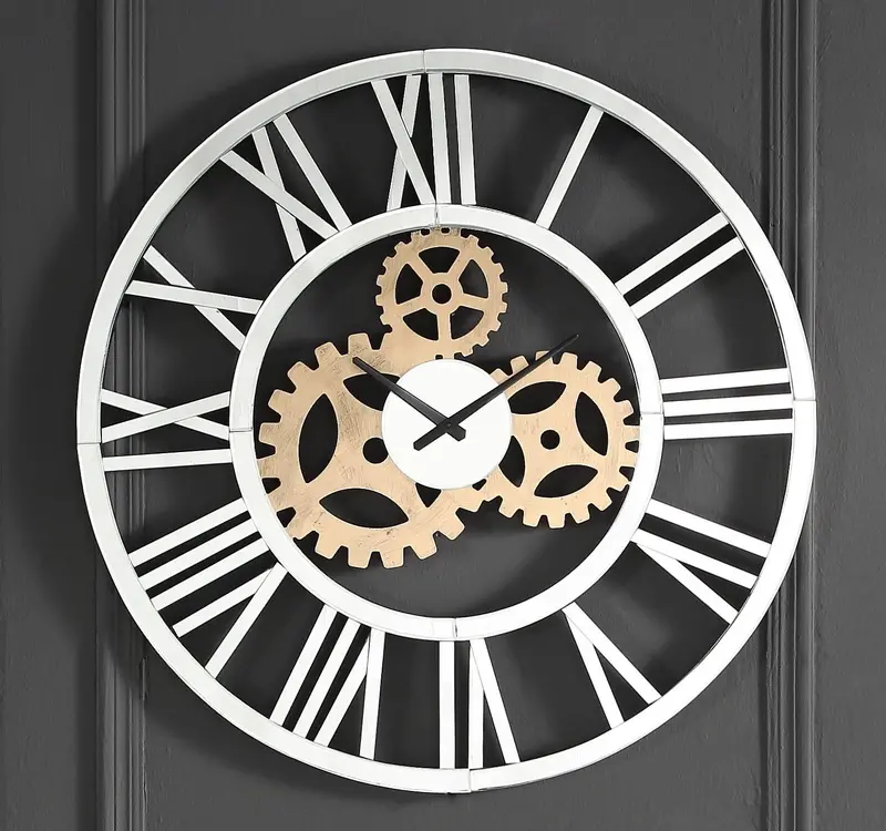 Acilia Mirrored Wall Clock – Contemporary Round Glass Wall Clock 1