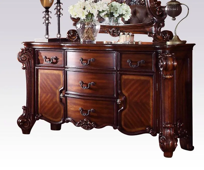 Acme Vendome Cherry Dresser-Style Server With Four Drawers And Dual Cabinets (Model 22005) 1