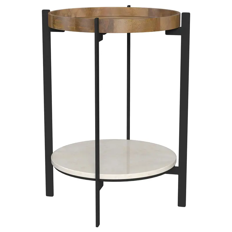 Adhvik Round Wooden End Table 1