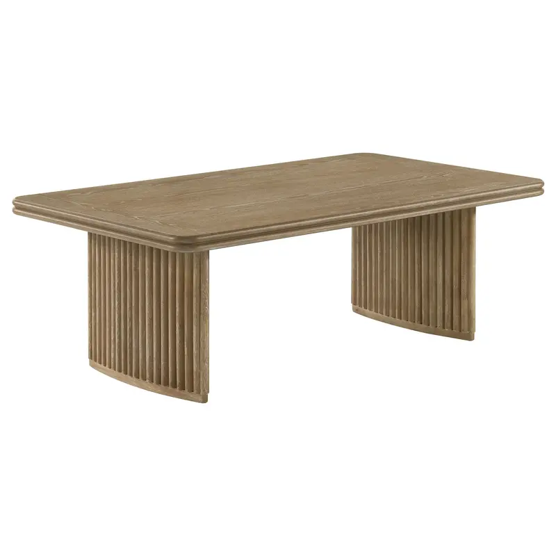 Adina Rectangular Coffee Table – Solid Wood Top With Storage Shelf 1