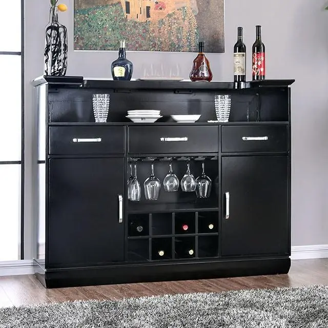Alena Black Led Bar Table – Touch-Control Light & Mirror Backdrop 1
