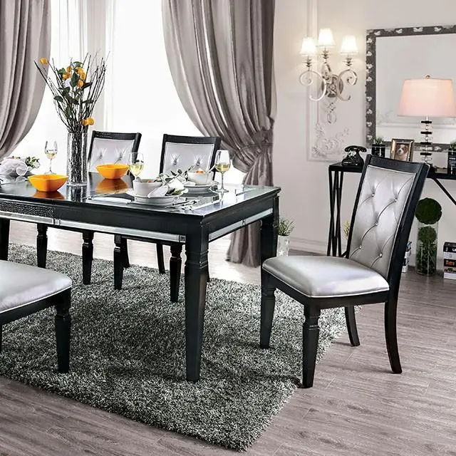 Alena Black & Silver Dining Table – Matching Modern Set 1