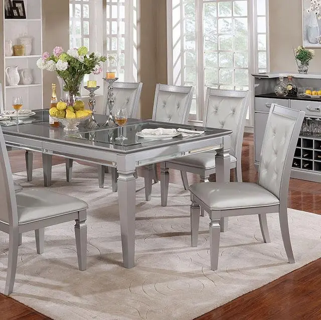 Alena Silver Dining Table – Sleek Metallic Finish 1