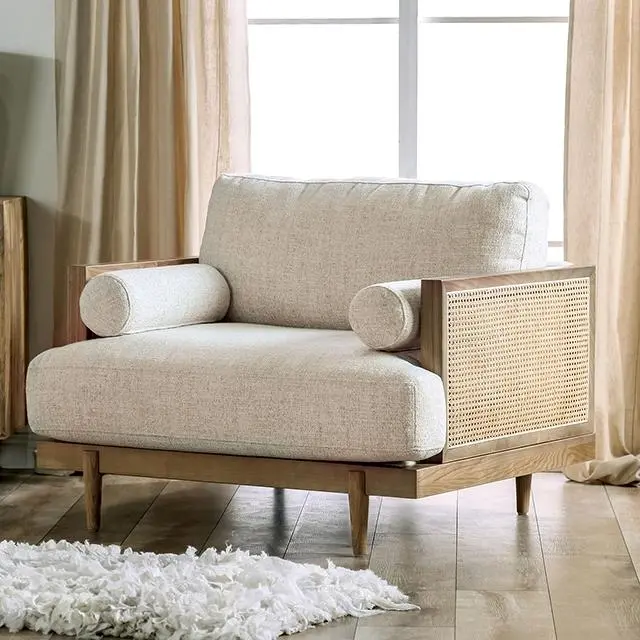 Alesund Beige And Light Oak Accent Chair With Natural And Brown Accents 1