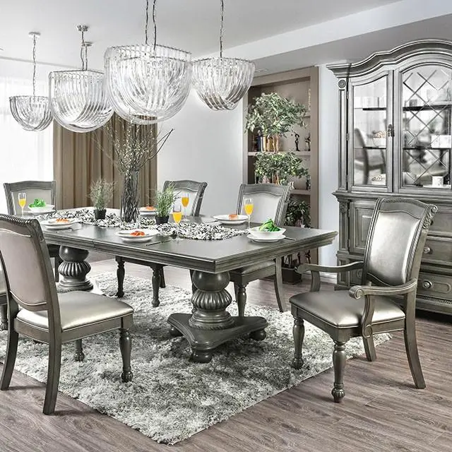 Alpena Gray Wood-Grain Dining Table For Casual Elegance 1