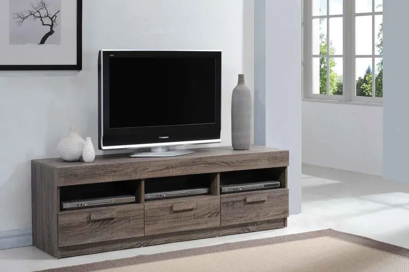Alvin Rustic Oak Tv Stand With Open Shelving And Cable Management 1