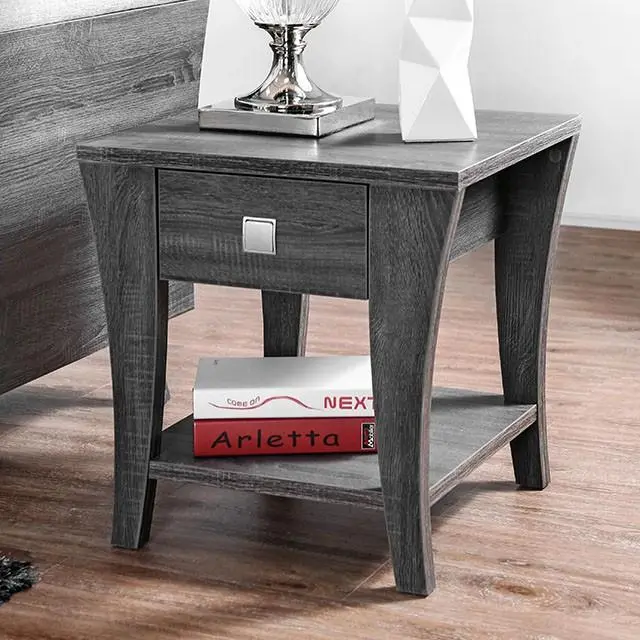 Amity Gray End Table With Open Shelf 1