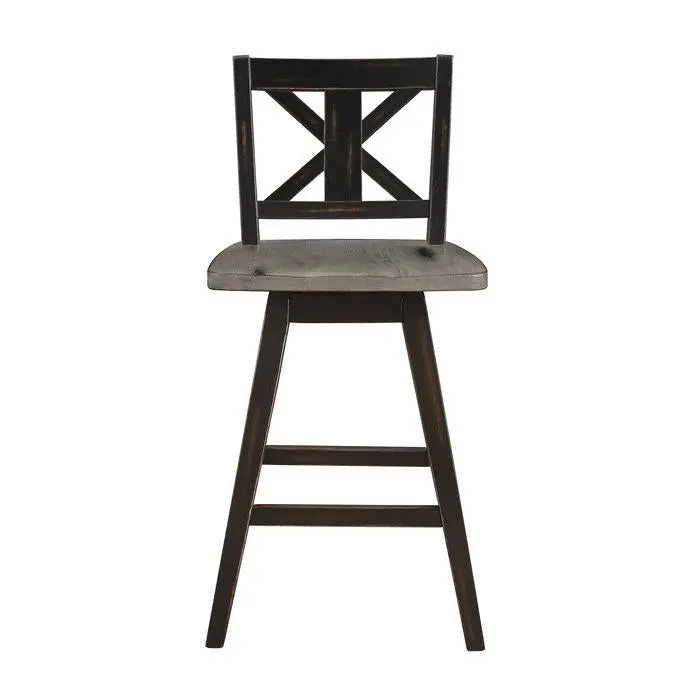 Amsonia Gray-And-Black Swivel Counter Chairs – Set Of 2 Modern Bar-Height Seats 1