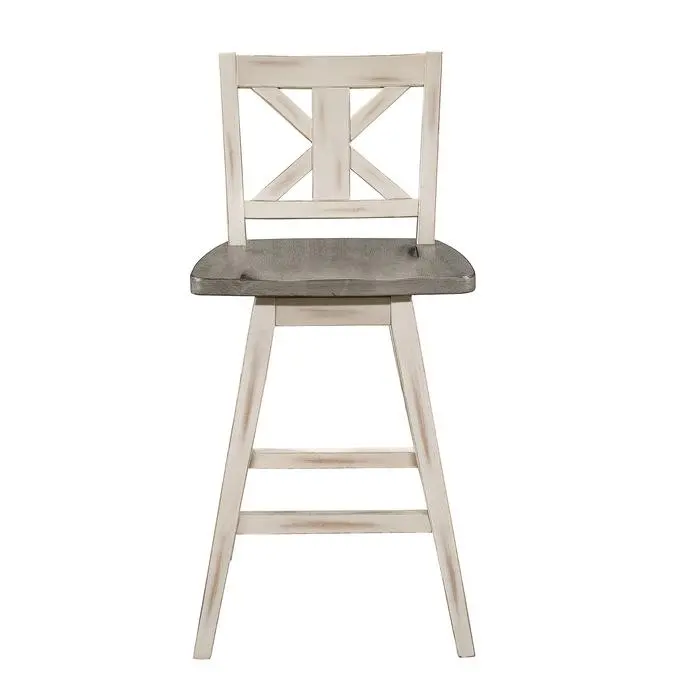 Amsonia Gray-And-White Swivel Counter Chairs – Set Of 2 Ergonomic Dining Seats 1
