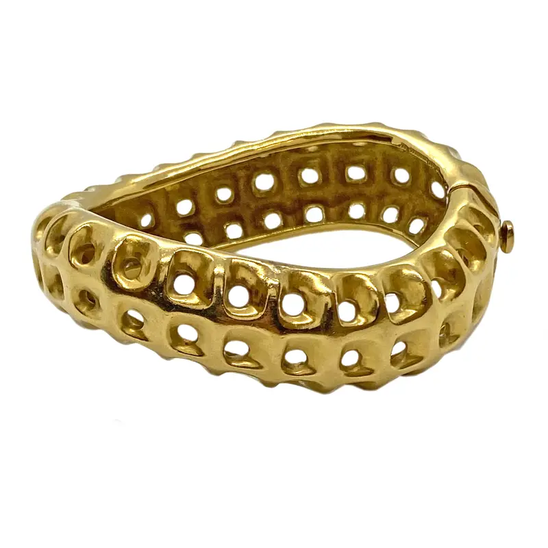 Angela Cummings 18K Gold Honeycomb-Textured Bangle Bracelet 1