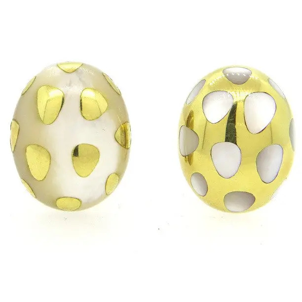 Angela Cummings For Tiffany & Co Asymmetric Mother-Of-Pearl Gold Earrings 1