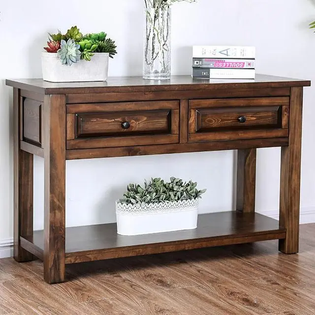 Annabel Walnut Finish Sofa Table With Storage 1