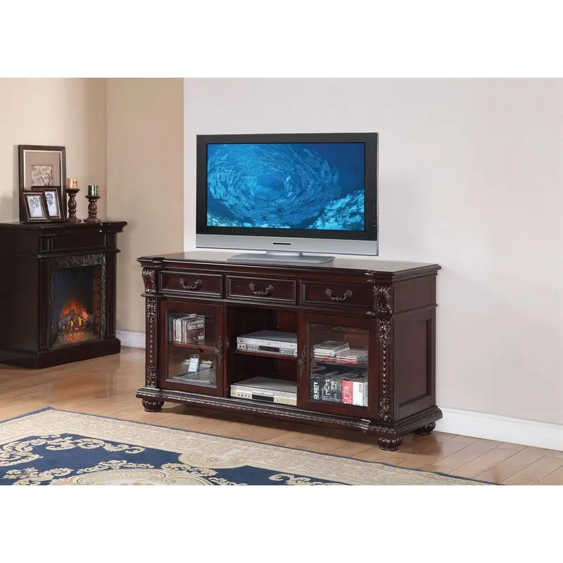 Anondale Cherry Tv Stand – Media Console With Open Shelving By Acme 1