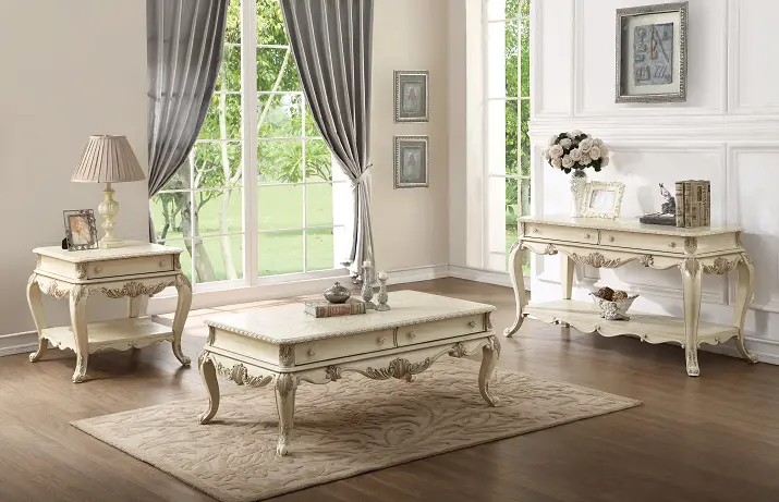 Antique White Coffee Table With Subtle Textured Surface 1