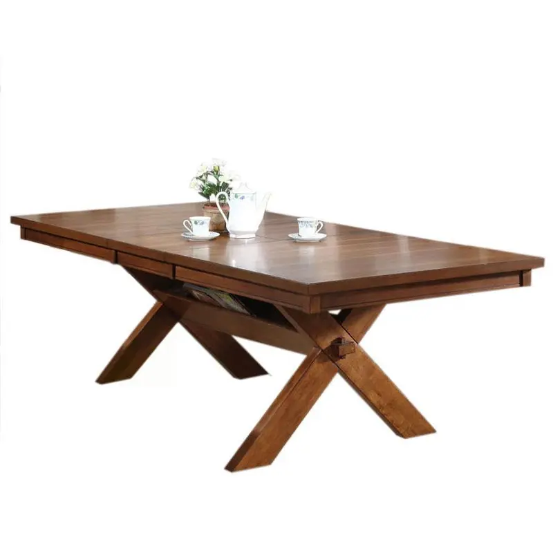 Apollo Walnut Trestle Dining Table – Solid Wood Rectangular Table By Acme 1