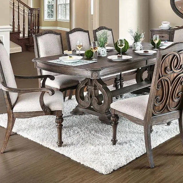 Arcadia Rustic Dining Table In Natural Tone And Ivory 1