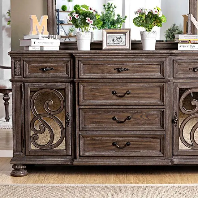 Arcadia Rustic Server – Natural-Tone Wood Buffet Cabinet For Dining Rooms 1