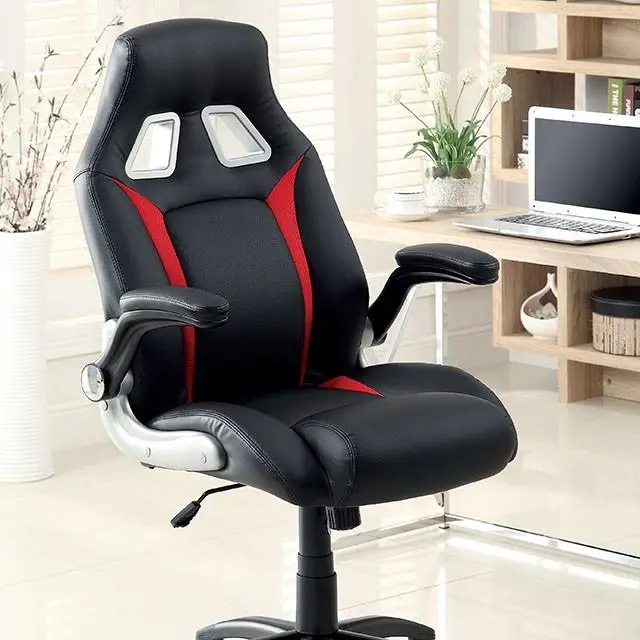 Argon Ergonomic Office Chair – Black Base With Silver Accents And Red Mesh Back 1