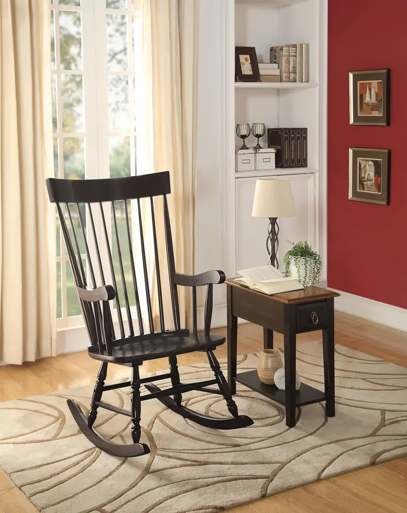 Arlo Black Wooden Rocking Chair With Ergonomic Curve 1