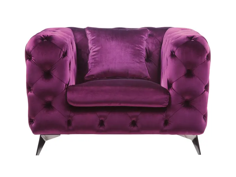 Atronia Purple Upholstered Accent Chair With Solid Wood Legs 1