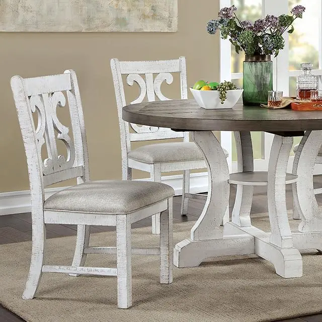 Auletta Round Dining Table – Sleek Gray Wood Top With Pedestal Base 1