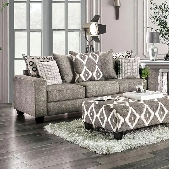 Basie Gray Fabric Sofa With Tapered Legs 1
