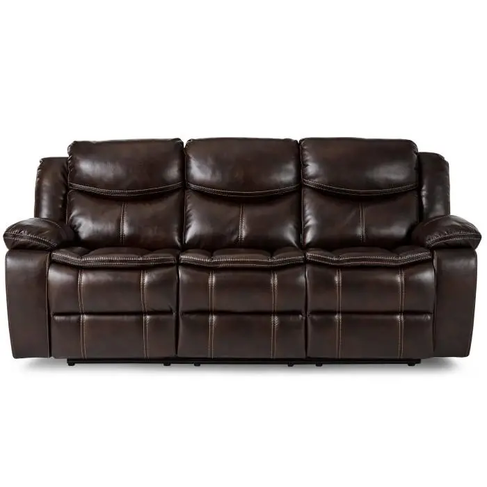Bastrop Dual-Recline Sofa – Dark Brown Leather-Look (Model 8230Brw-3) 1