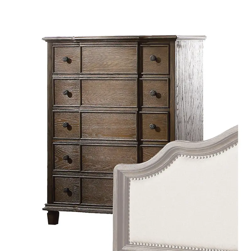 Baudouin Weathered Oak 5-Drawer Chest Of Drawers 1