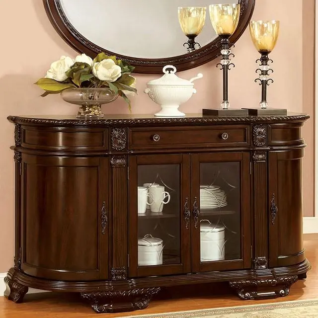 Bellagio Brown Cherry Server With Storage Compartments 1