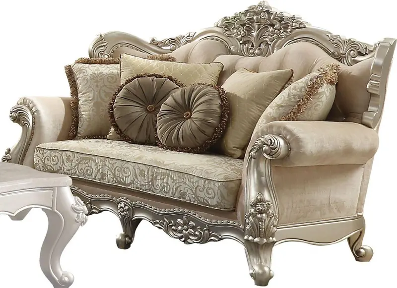 Bently Champagne Loveseat With 5 Decorative Pillows By Acme Furniture – Model 50661 1