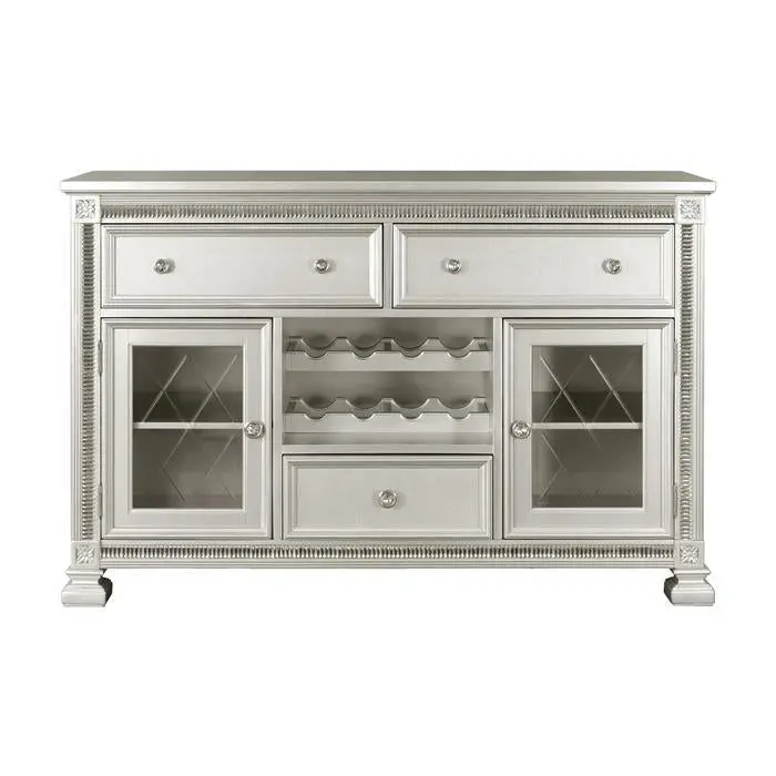 Bevelle Silver Server Cabinet – Contemporary Dining Room Storage 1