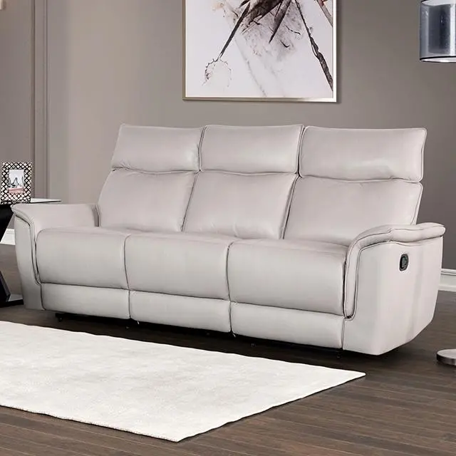 Bienne White-And-Black Manual Reclining Sofa 1