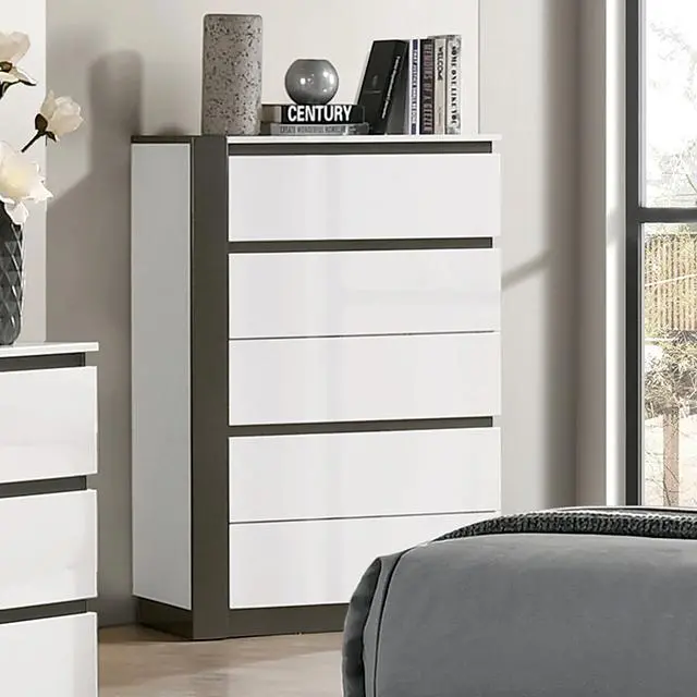 Birsfelden White 5-Drawer Chest Of Drawers 1