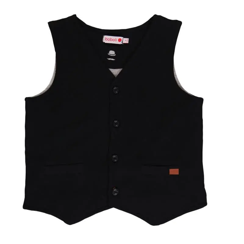 Boboli Black Sleeveless Vest For Kids 1