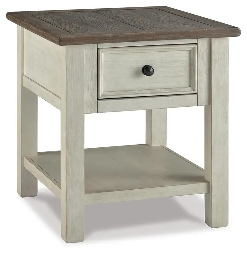 Bolanburg Round Wood End Table With Shelf Storage 1