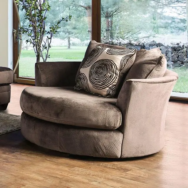 Bonaventura Brown Swivel Accent Chair 1