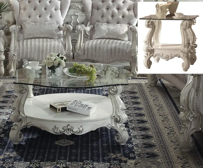 Bone White And Clear Glass Versailles Coffee Table 1