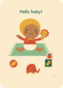 Bora Greeting Card With Matching Envelope – 'Hello Baby!' Message 1