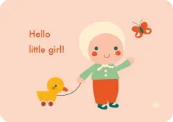 Bora Greeting Card With Matching Envelope – Pink Girl Illustration 1