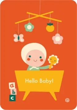 Bora Greeting Card With Matching Envelope – Red Baby Theme 1