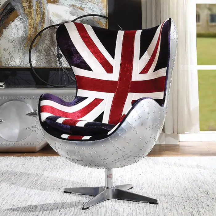 Brancaster Swivel Accent Chair With British Flag Design 1