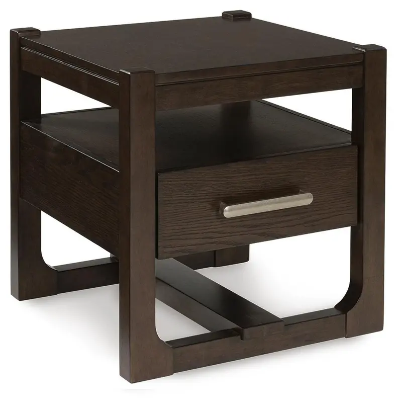 Breckington Wooden End Table – Clean-Lines Design With Drawer And Shelf 2