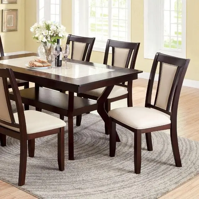 Brent Dark Cherry And Ivory Extendable Dining Table 1