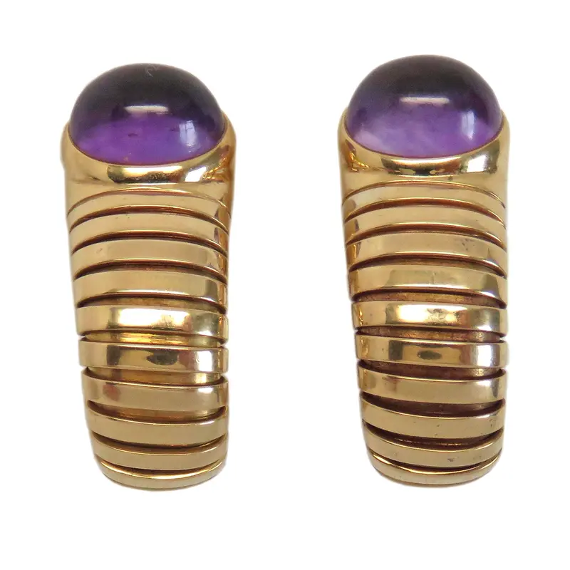 Bulgari Tubogas Earrings Featuring Amethyst And Flexible 18K Gold Band 1