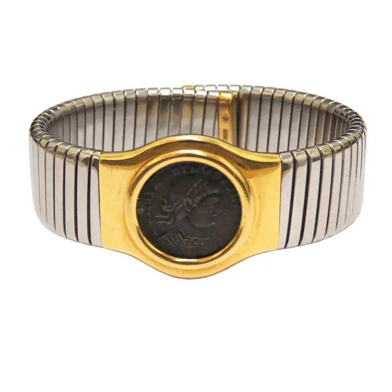 Bulgari Tubogas Steel And Gold Coin Bracelet 1