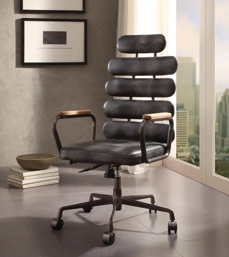 Calan Vintage Black Top-Grain Leather Office Chair 1