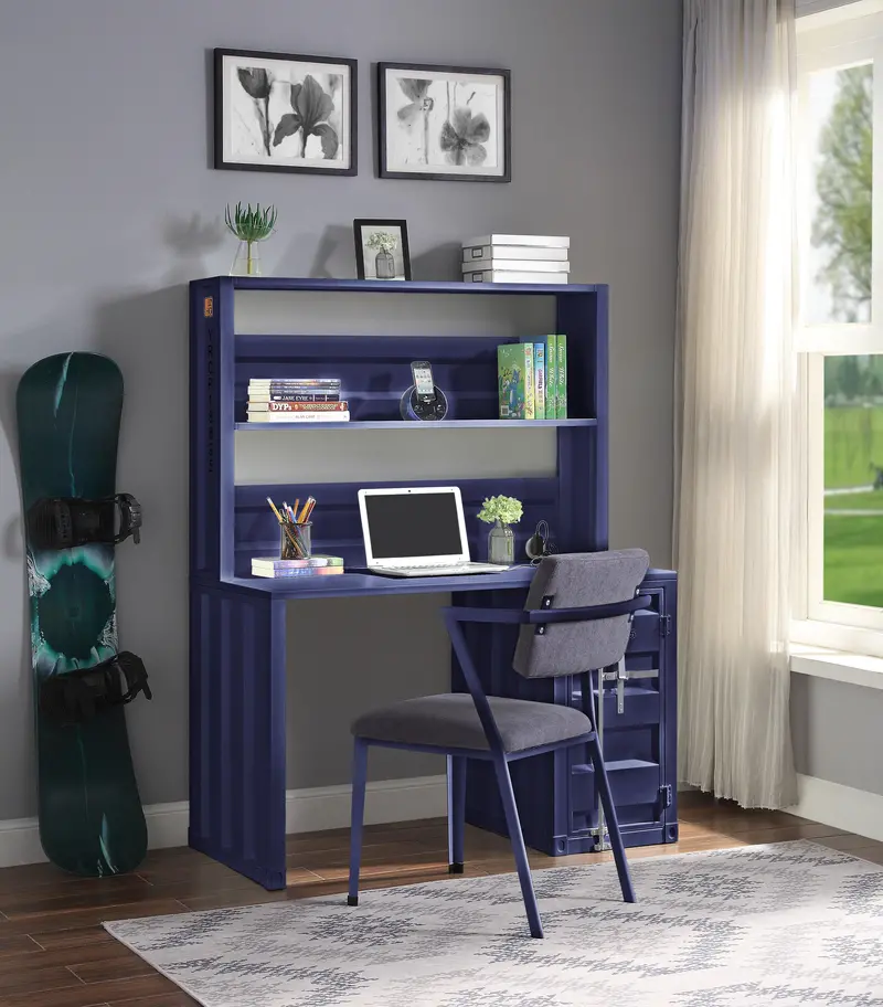 Cargo Blue Executive Desk With Hutch 1