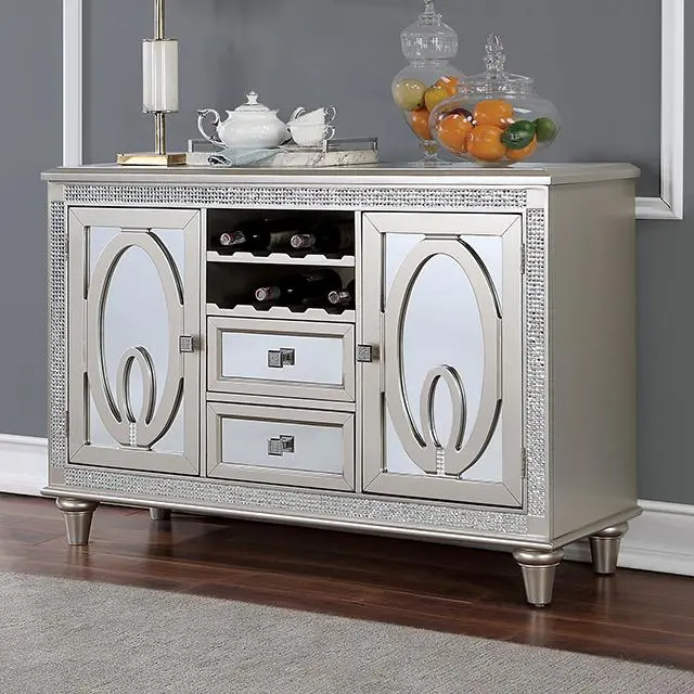 Cathalina Modern Silver Server With Storage Drawers 1